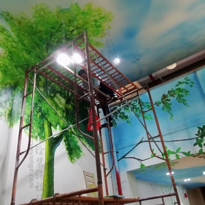 2019年2月人人喜電商旗下餐飲《慕食營養餐》餐廳場景壁畫